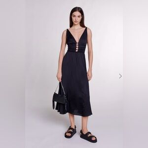 Maje Openwork Satin-Effect Dress